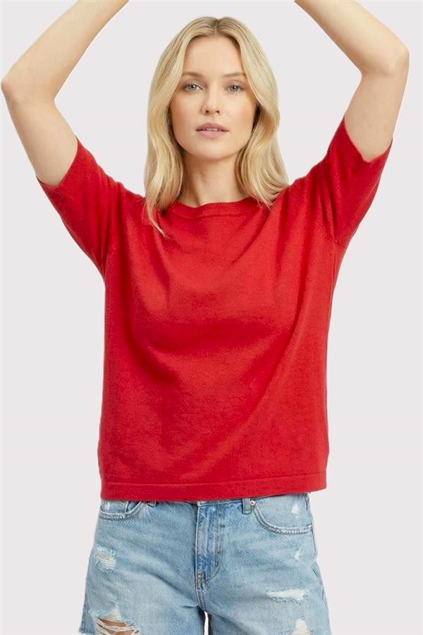Short Sleeve Red Sweater