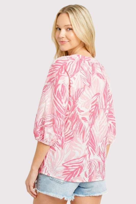 Botanical Print Blouse, Pink