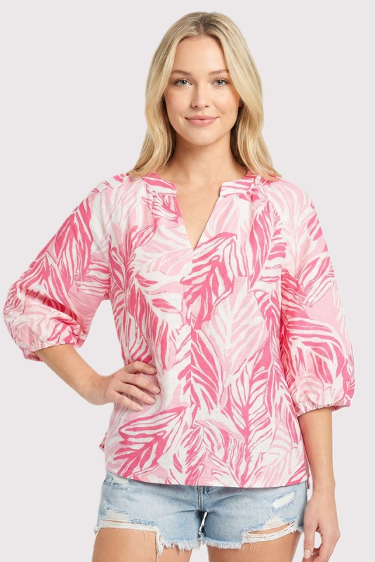 Botanical Print Blouse, Pink