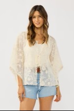 Embroidered Front Tie Top