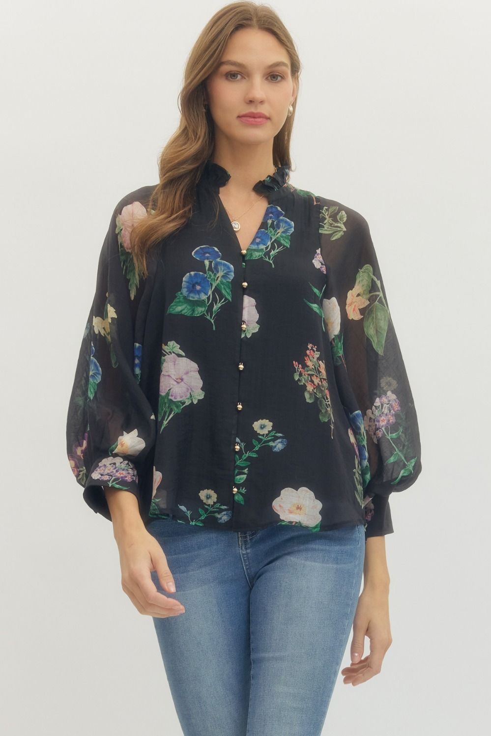 Black Floral Blouse