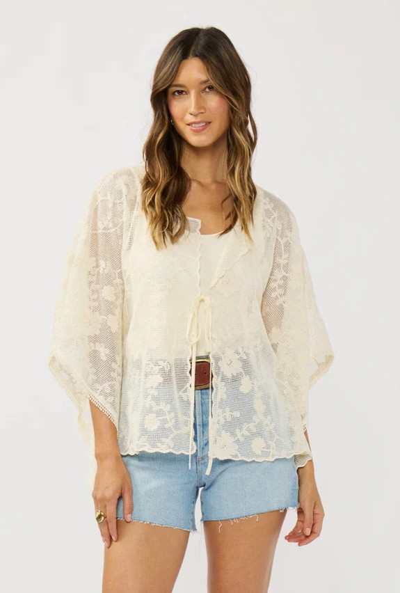 Embroidered Front Tie Top