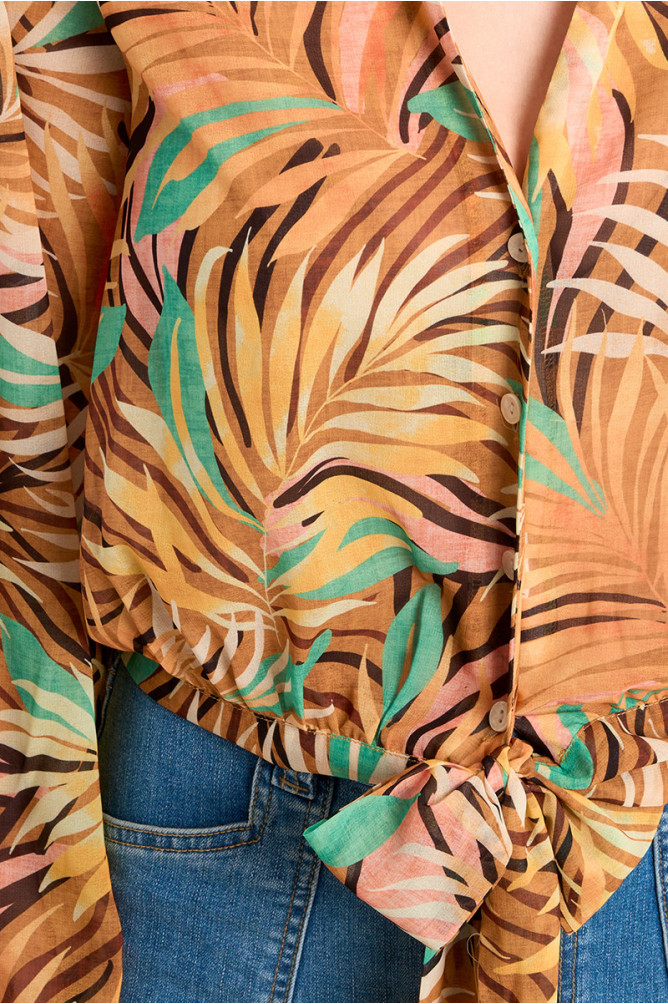 Tropical Front Tie Blouse - Image 4