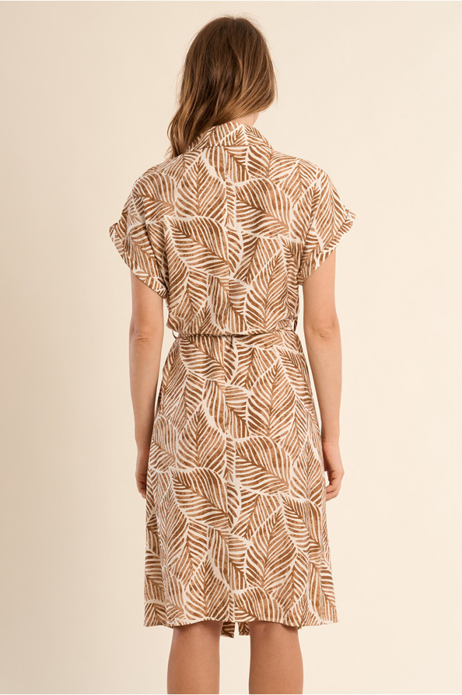 Tan Leaf Print Dress - Image 3