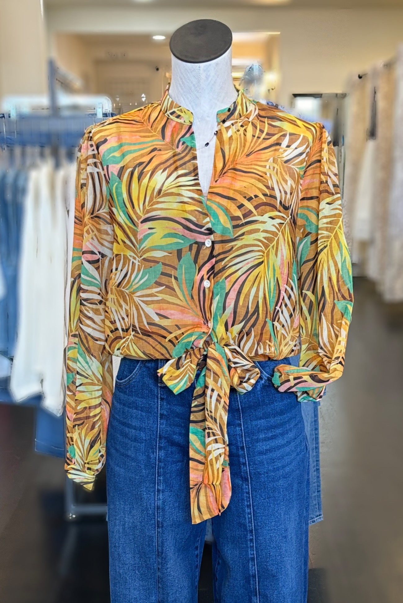 Tropical Front Tie Blouse