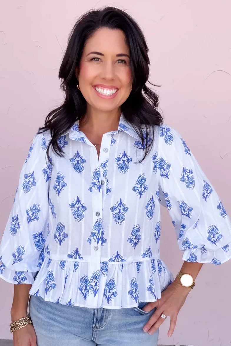 Blue Print Cotton Top