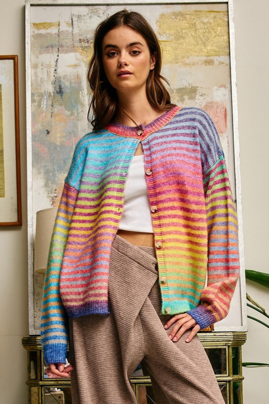 Space Dyed Stripe Cardigan