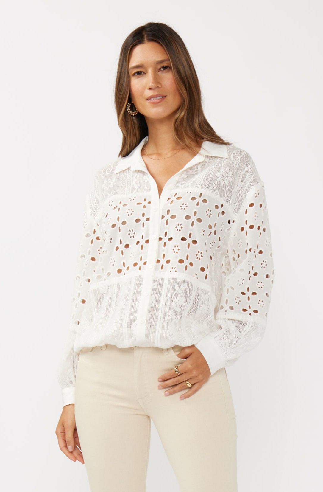 Eyelet & Embroidered Top