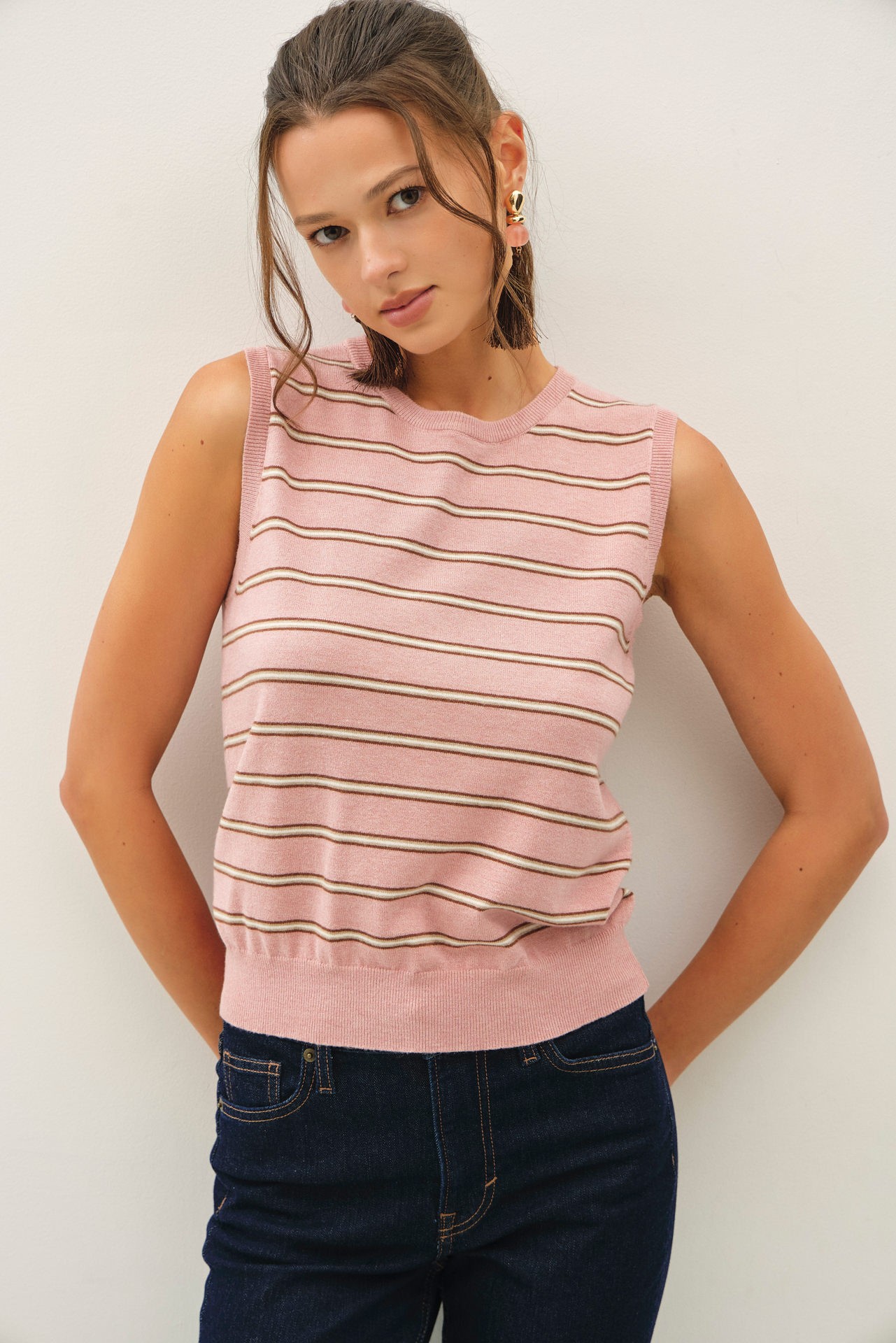 Sleeveless Striped Sweater