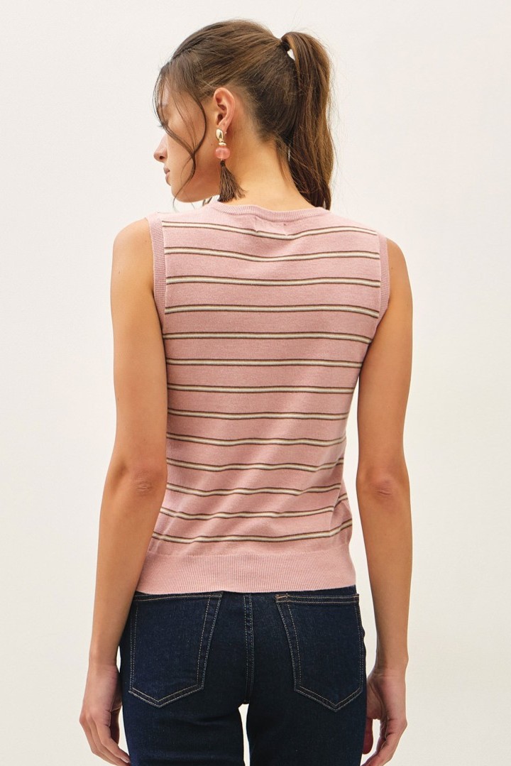 Sleeveless Striped Sweater