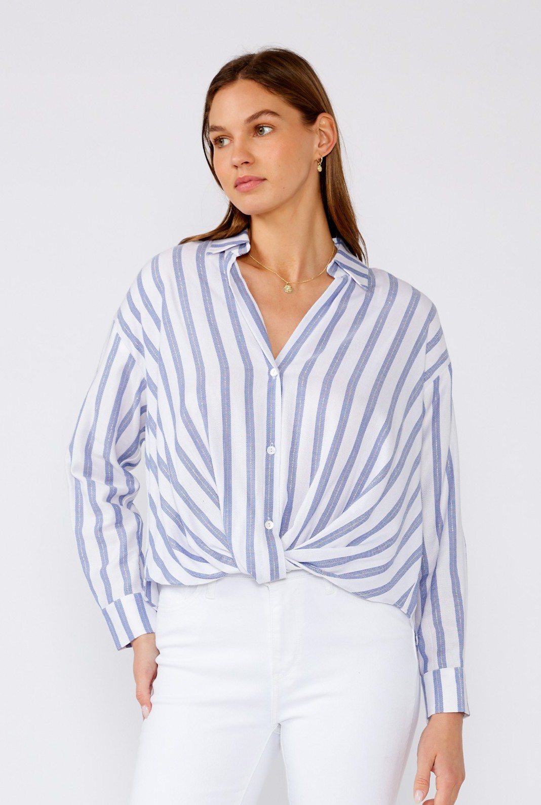 Twist Front Nautical Stripe Top