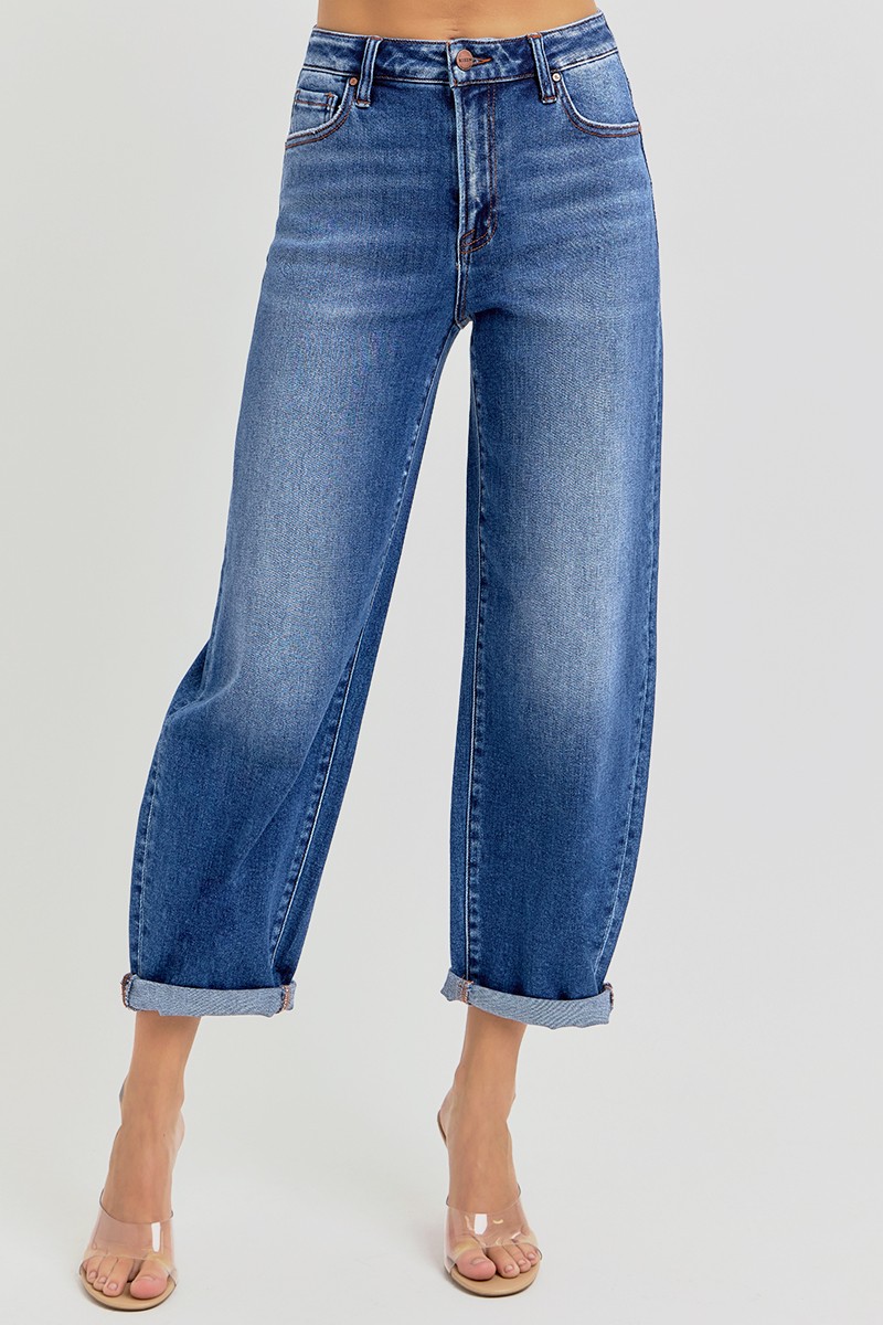 Dark Wash Barrel Jean