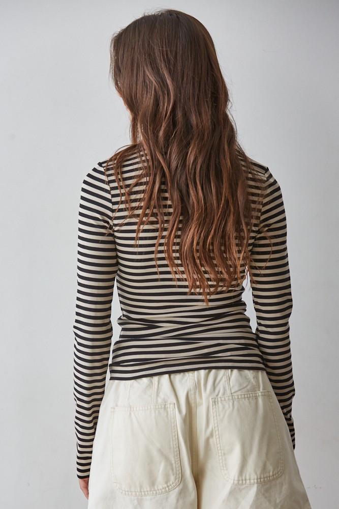 Striped Mock Neck Long Sleeve