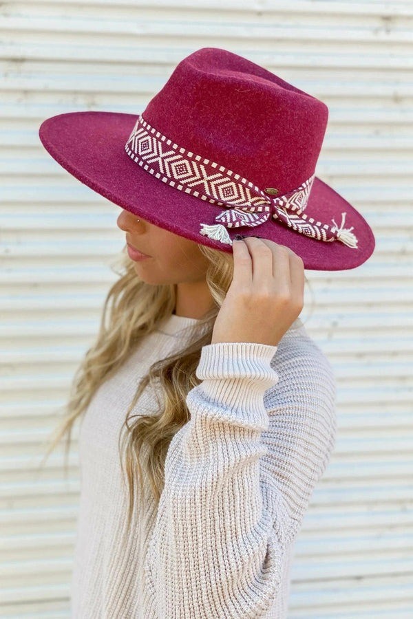 Wide Brim Hat, Wine