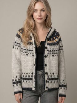 Fair Isle Hooded Cardigan