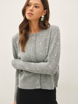Heather Grey Polka Dot Cardigan