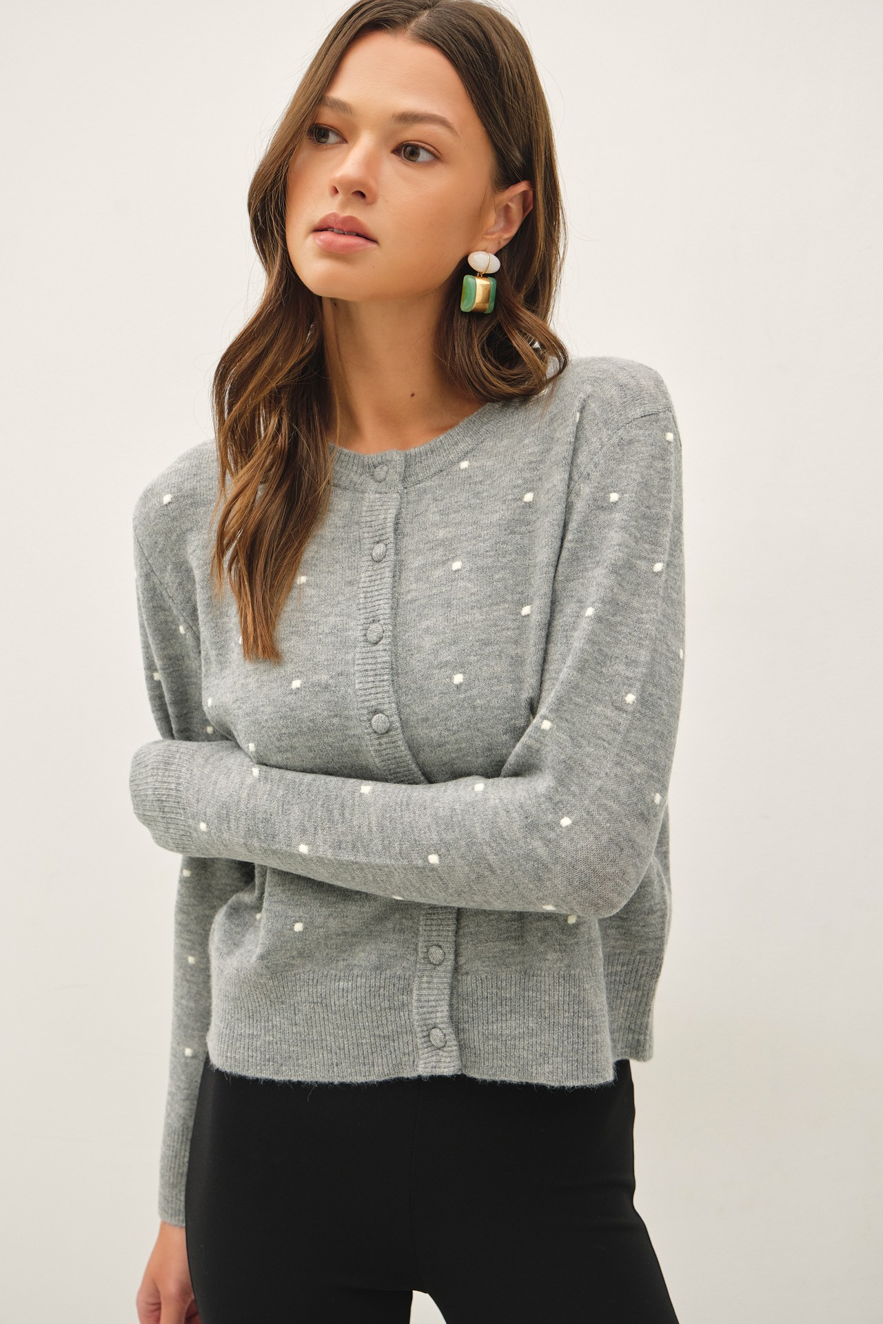 Heather Grey Polka Dot Cardigan