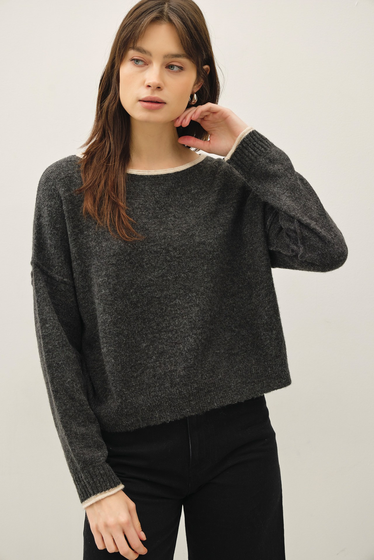 Contrast Layered Look Sweater