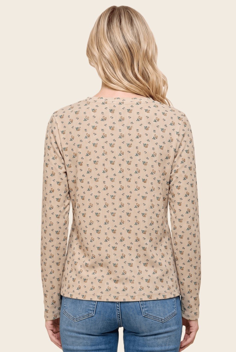 Ribbed Floral Henley