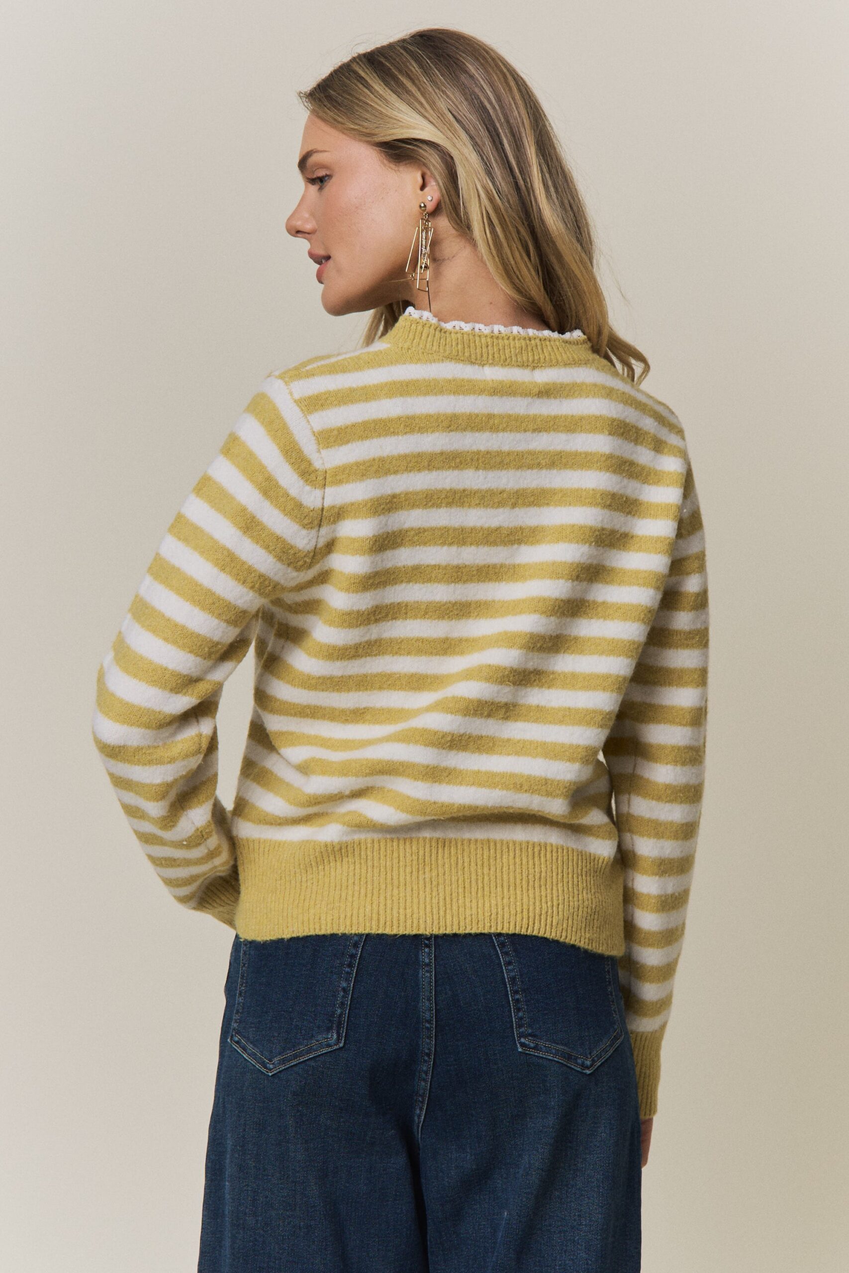 Striped Sweater w/Lace Detail