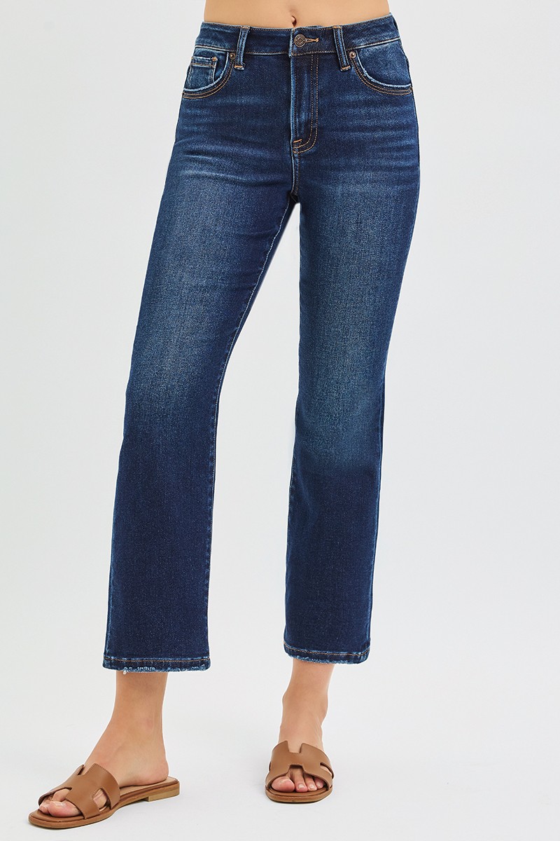 Straight Ankle Length Jeans, Dark