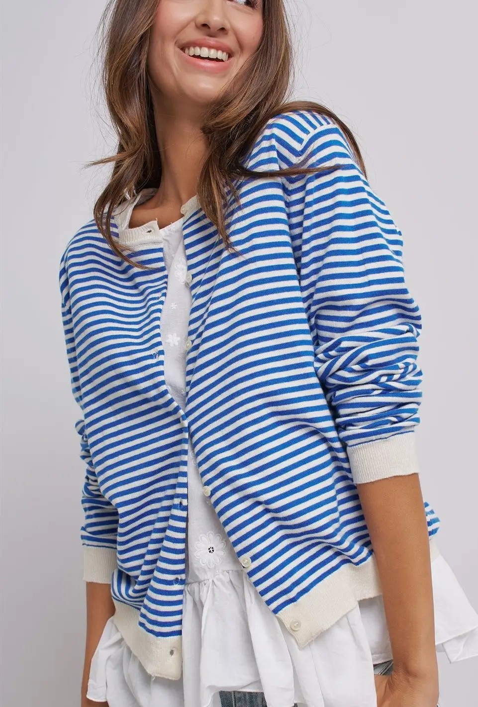 Blue Striped Cardigan