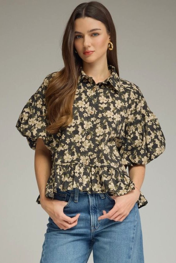 Black Floral Top
