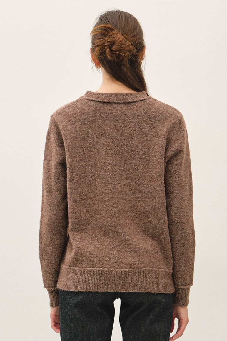 Exposed Seam Perfect Sweater, Brown